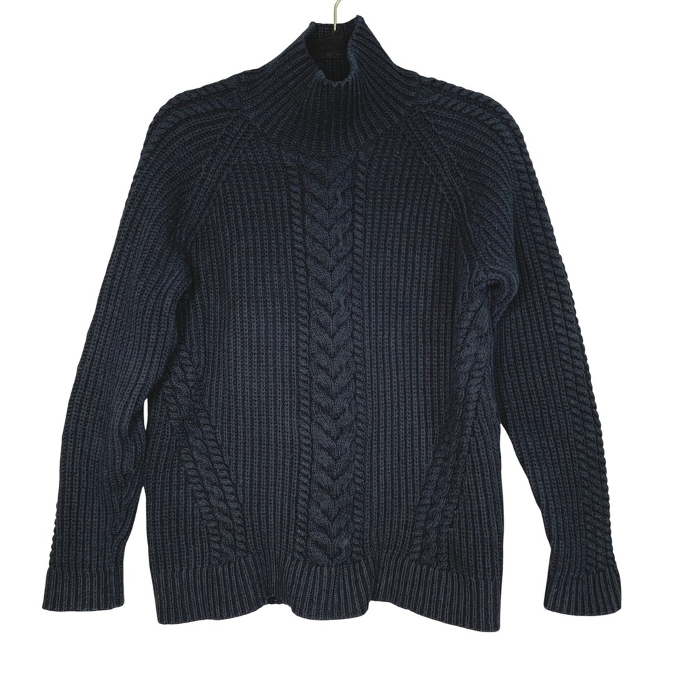 Lululemon Black Cable Knit Turtleneck Sweater Women 8 Cotton Nylon Cozy Warm